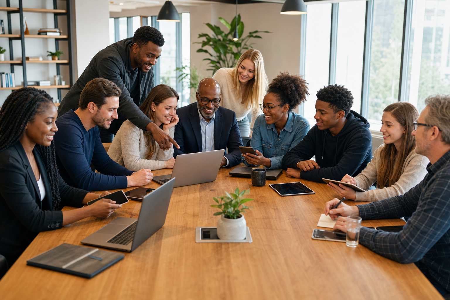 Diverse community connected through technology and faith
